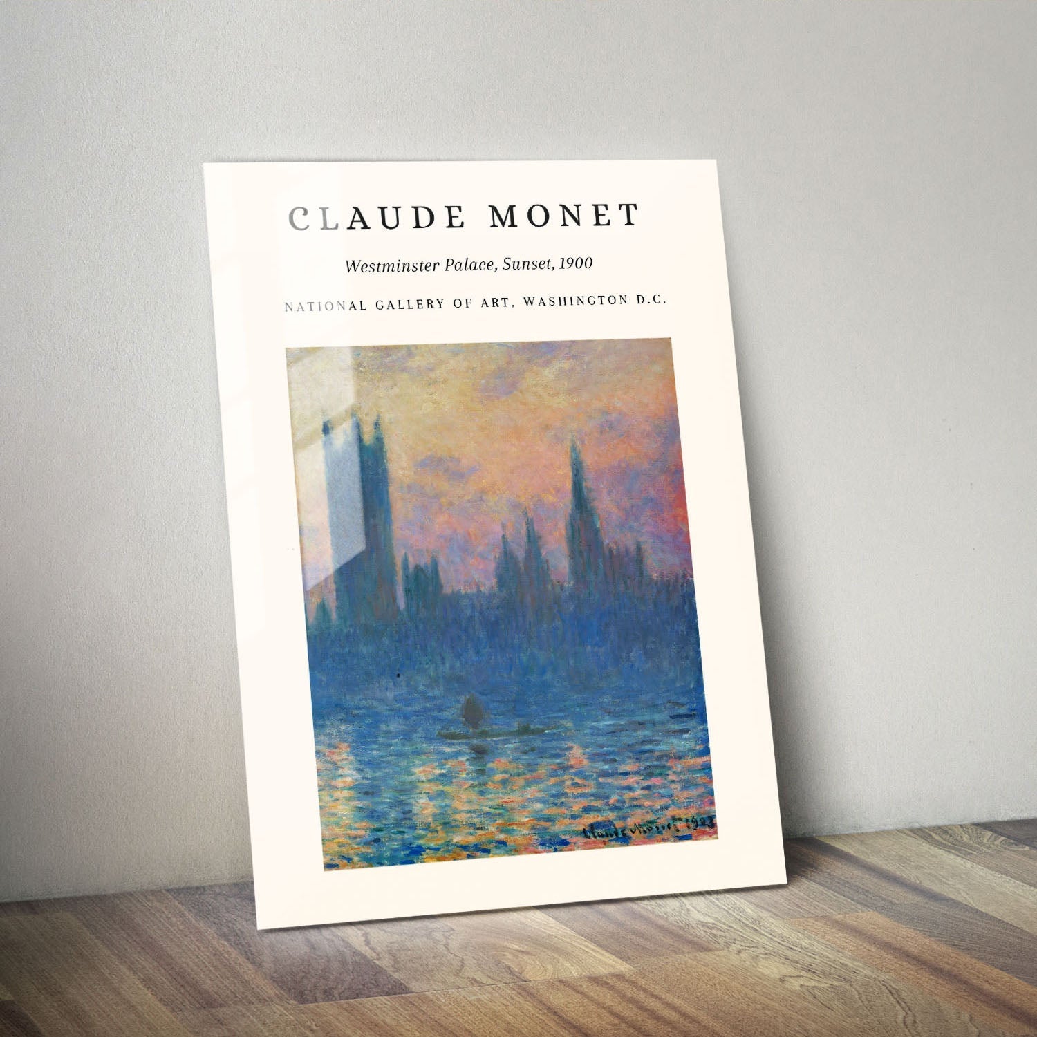 Wes Co Gallery Metal Poster Westminster Sunset 1900 by Claude Monet 11" x 14" Home Goods - Artist Edge to edge Metal Art Print