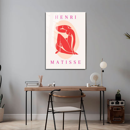 Wes Co Gallery Metal Poster Red Silhouette Paper Cutouts by Henri Matisse 24" x 36" Home Goods - Artist Edge to edge Metal Art Print