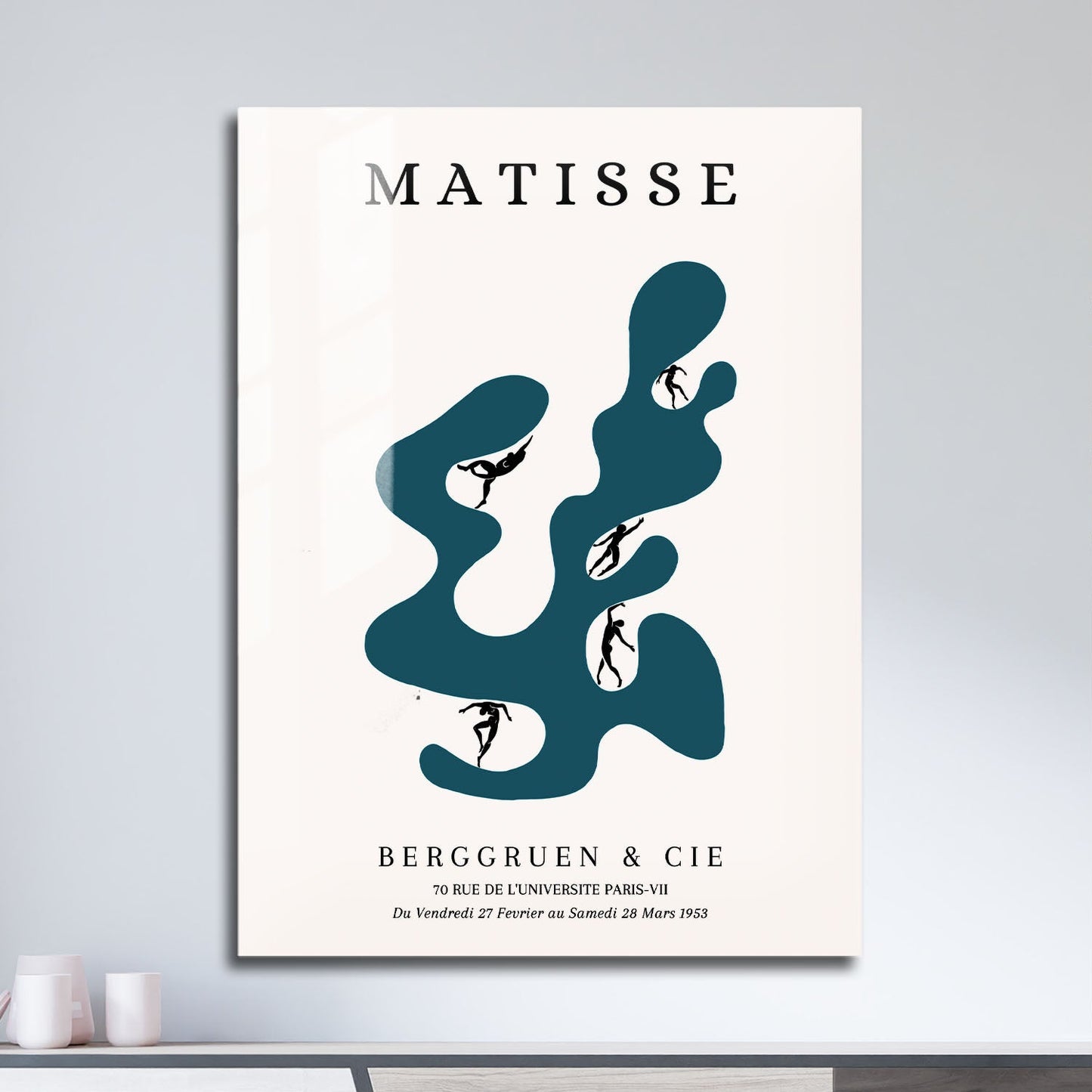 Wes Co Gallery Metal Poster Blue Movement Paris Exhibition by Henri Matisse 11" x 17" Home Goods - Artist Edge to edge Metal Art Print