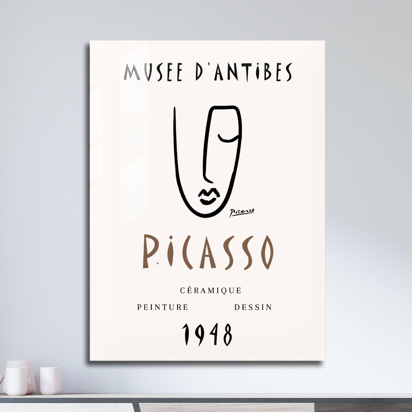 Wes Co Gallery Metal Poster Ceramic Line Art 1948 Antibes by Picasso 11" x 17" Home Goods - Artist Edge to edge Metal Art Print