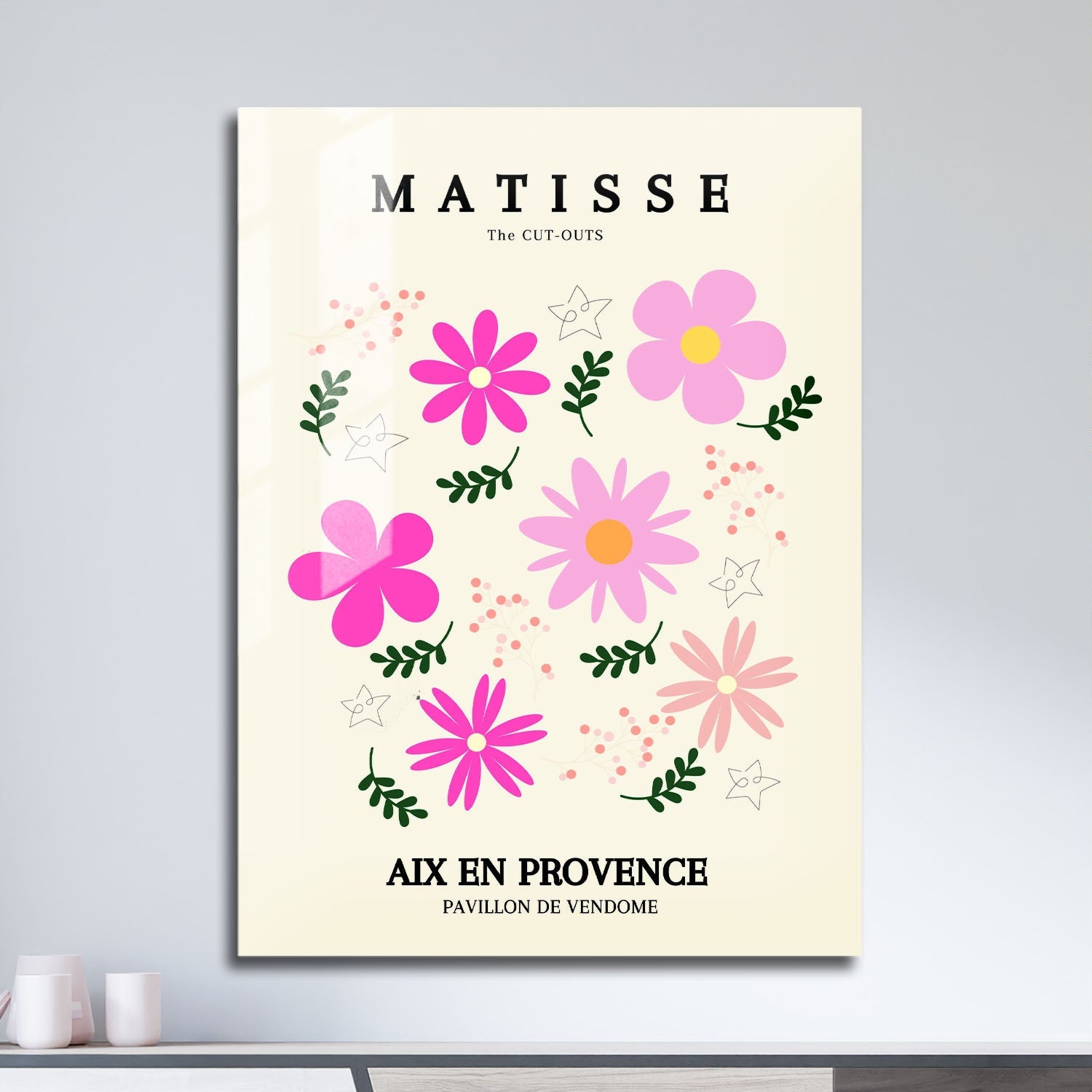 Wes Co Gallery Metal Poster Pink Florals Provence by Henri Matisse 11" x 17" Home Goods - Artist Edge to edge Metal Art Print