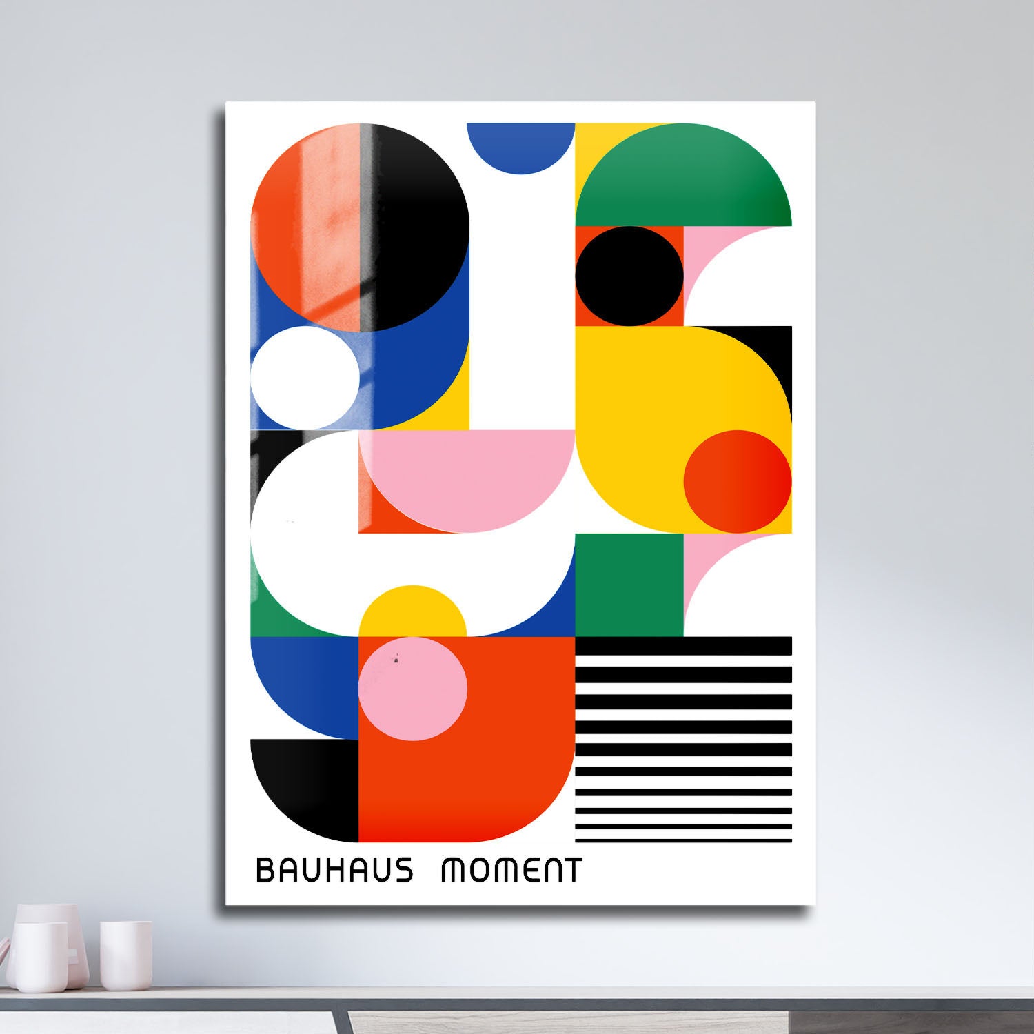 Wes Co Gallery Metal Poster Bauhaus Abstract Geometric 11" x 17" Home Goods - Artist Edge to edge Metal Art Print