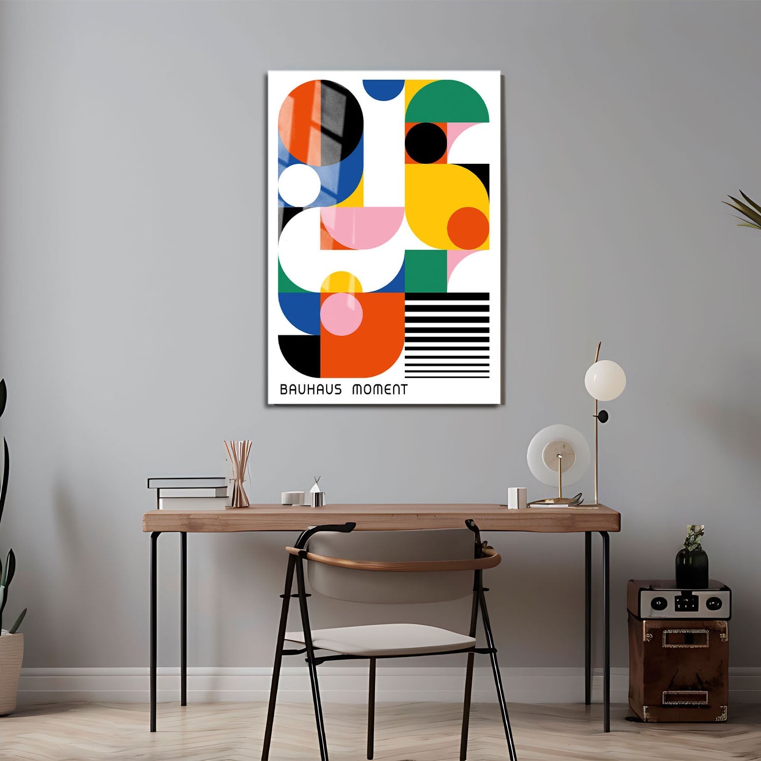 Wes Co Gallery Metal Poster Bauhaus Abstract Geometric 24" x 36" Home Goods - Artist Edge to edge Metal Art Print