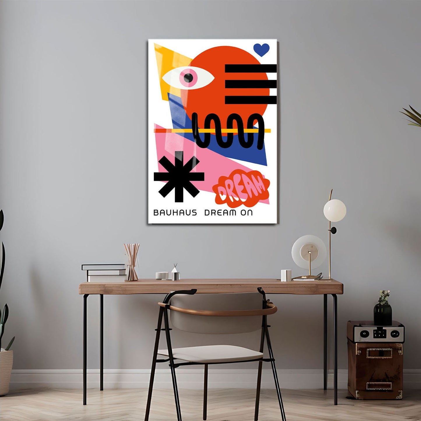 Wes Co Gallery Metal Poster Retro Bauhaus Shapes 24" x 36" Home Goods - Artist Edge to edge Metal Art Print