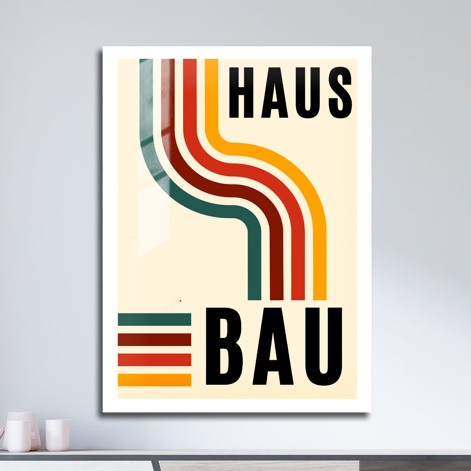 Wes Co Gallery Metal Poster Bauhaus Colorful Wave 11" x 17" Home Goods - Artist Edge to edge Metal Art Print