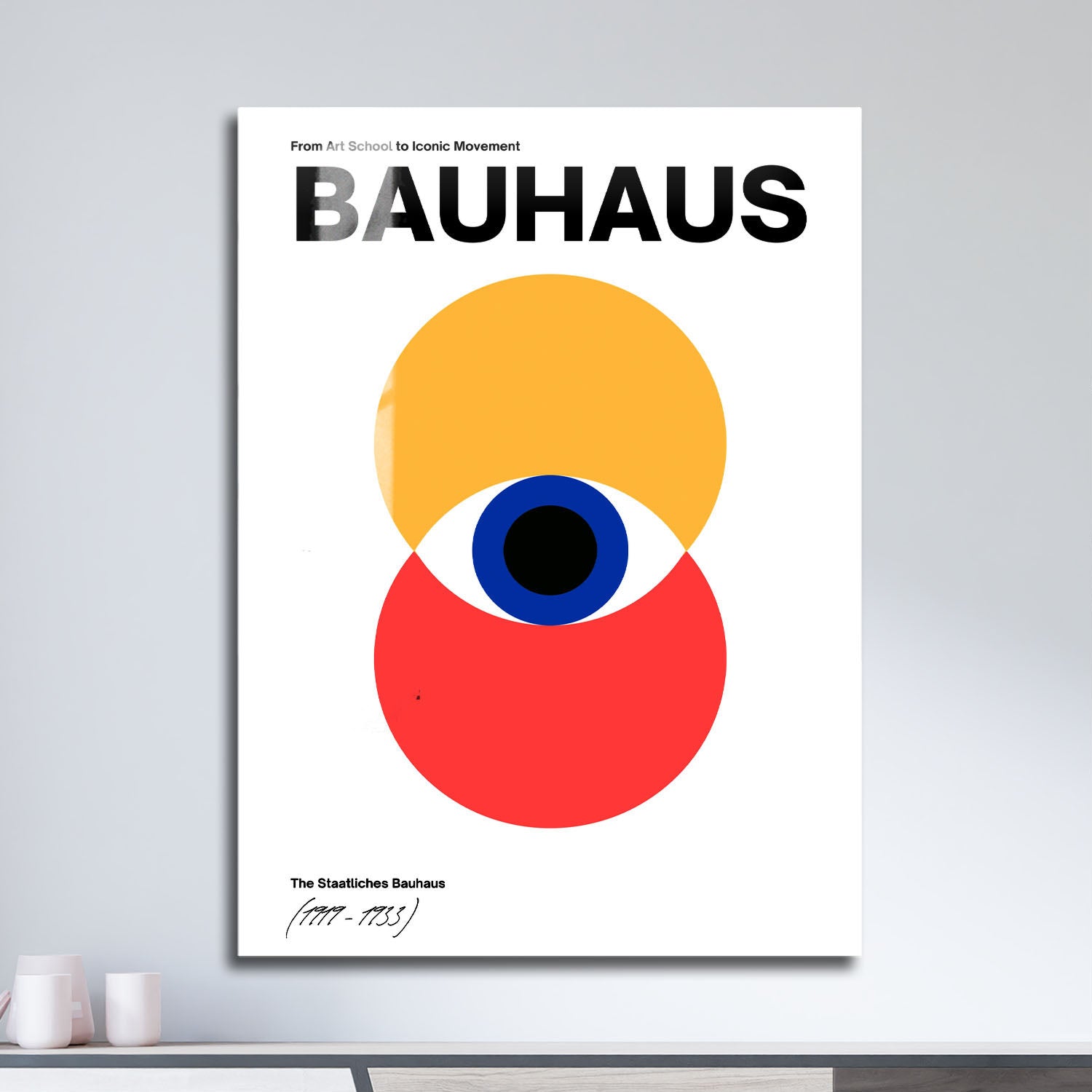 Wes Co Gallery Metal Poster Bold Bauhaus Abstract Eye 11" x 17" Home Goods - Artist Edge to edge Metal Art Print