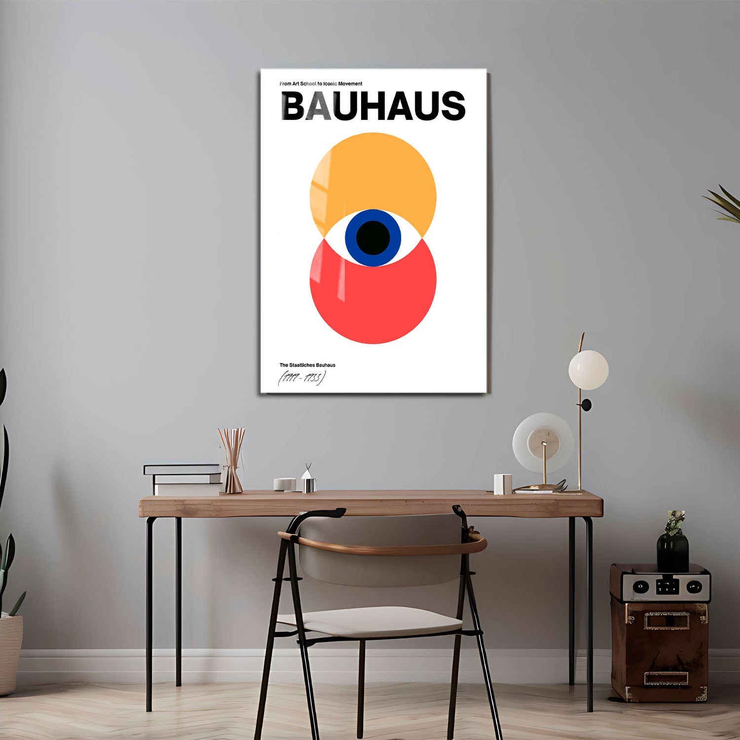 Wes Co Gallery Metal Poster Bold Bauhaus Abstract Eye 24" x 36" Home Goods - Artist Edge to edge Metal Art Print