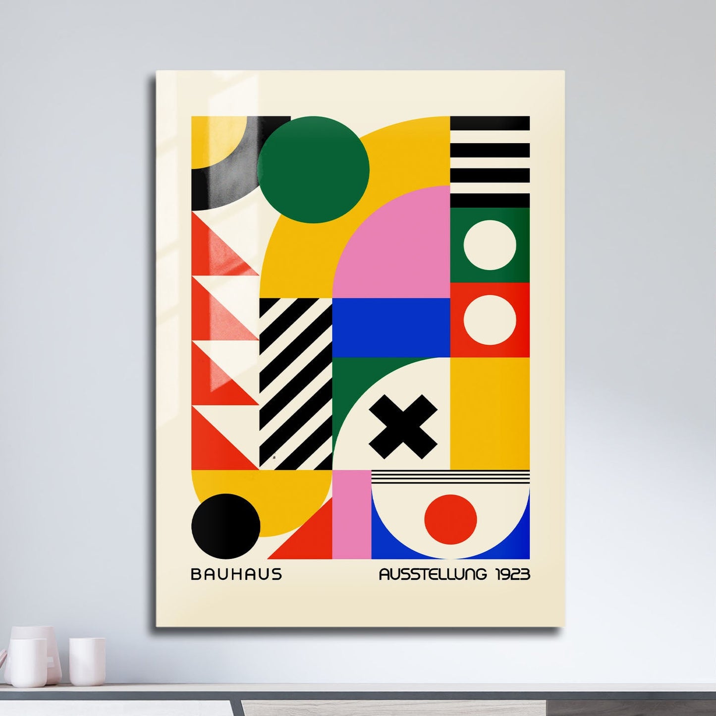 Wes Co Gallery Metal Poster Colorful Bauhaus Geometry 11" x 17" Home Goods - Artist Edge to edge Metal Art Print