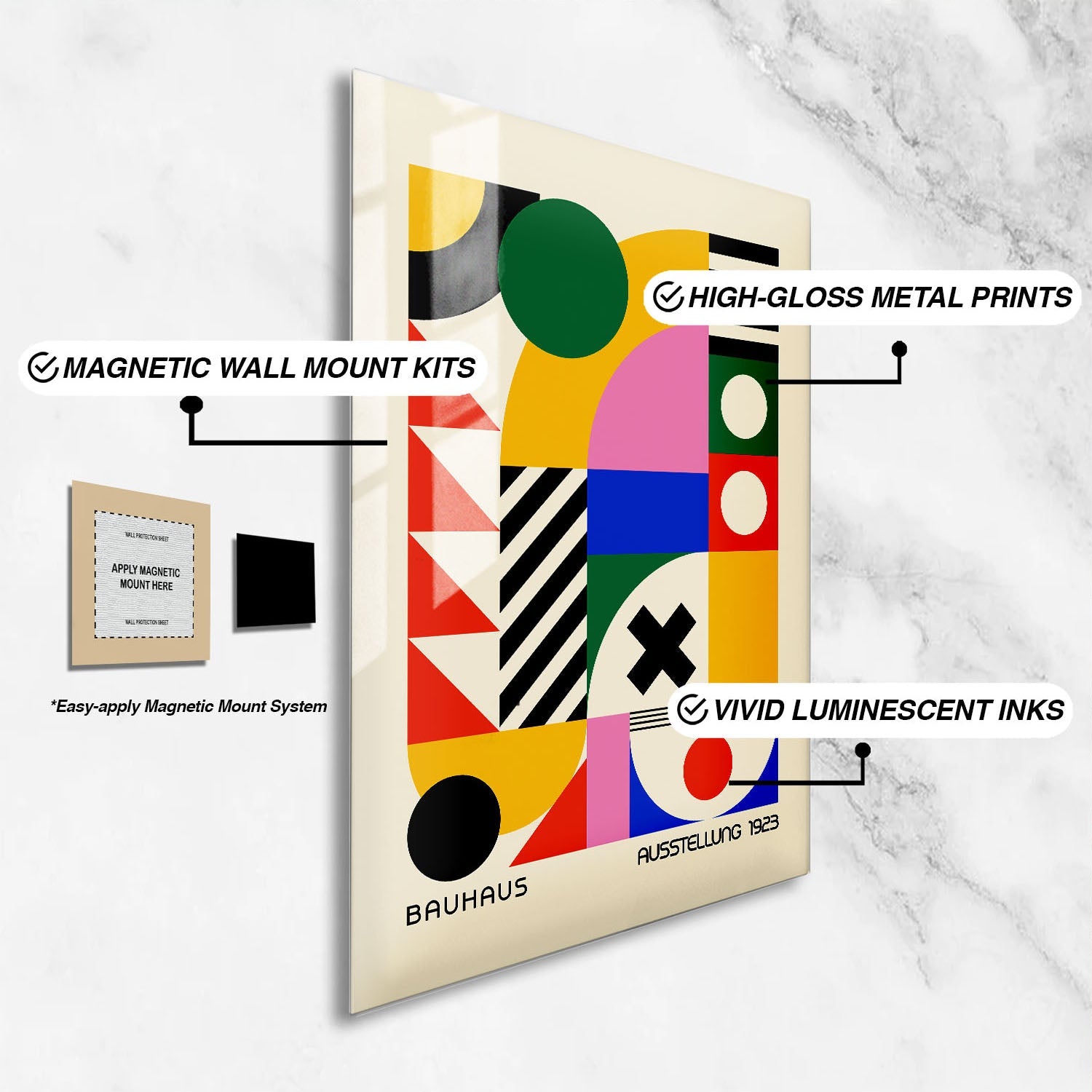 Wes Co Gallery Metal Poster Colorful Bauhaus Geometry 24" x 36" Home Goods - Artist Edge to edge Metal Art Print