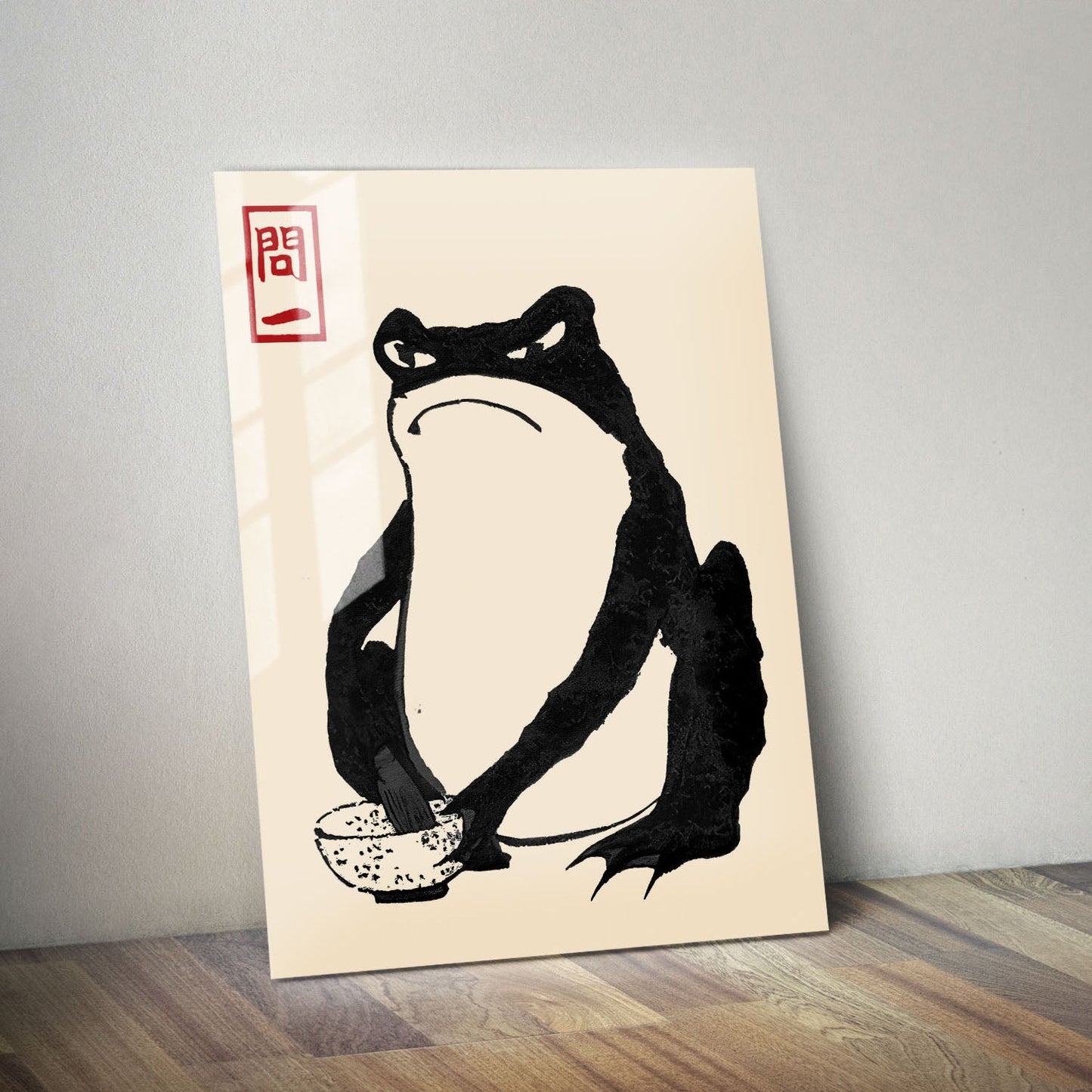 Wes Co Gallery Metal Poster Matsumoto Hoji's Frog Grumpy 11" x 14" Home Goods - Artist Edge to edge Metal Art Print