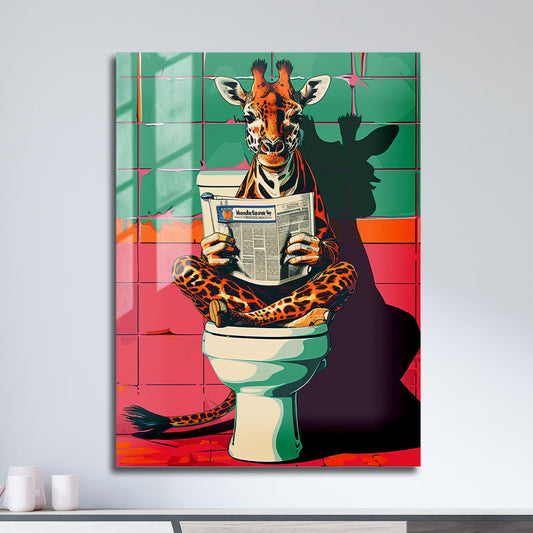 Wes Co Gallery Metal Poster Morning Retro Giraffe 11" x 17" Home Goods - Animal Border or edge to edge Metal Art Print