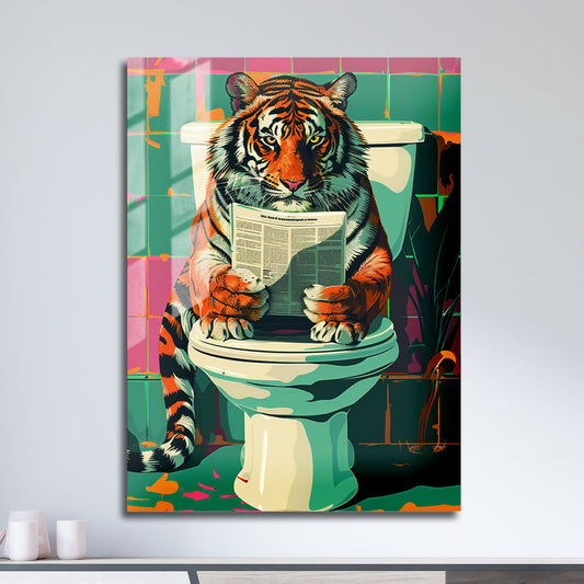 Wes Co Gallery Metal Poster Morning Retro Tiger 11" x 17" Home Goods - Animal Border or edge to edge Metal Art Print