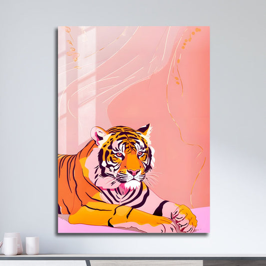 Wes Co Gallery Metal Poster Dreamlike Pastel Tiger 11" x 17" Home Goods - Animal Border or edge to edge Metal Art Print