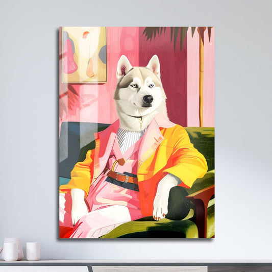 Wes Co Gallery Metal Poster High Fashion Siberian Husky 11" x 17" Home Goods - Animal Border or edge to edge Metal Art Print