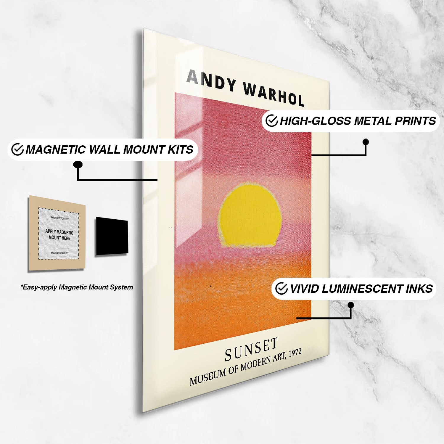 Wes Co Gallery Metal Poster Sunset by Andy Warhold 16" x 24" Home Goods - Artist Border or edge to edge Metal Art Print