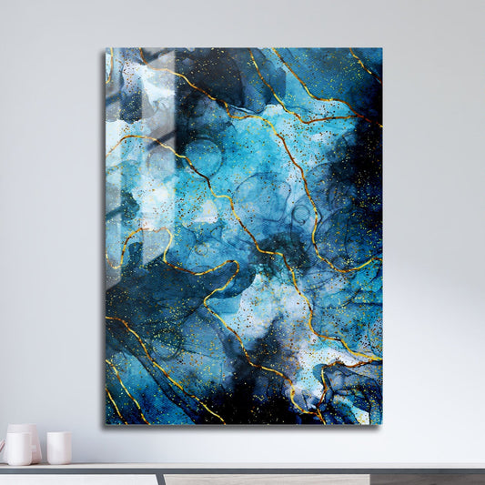 Wes Co Gallery Metal Poster Oceanic Marble 11" x 17" Home Goods - Coastal Border or edge to edge Metal Art Print