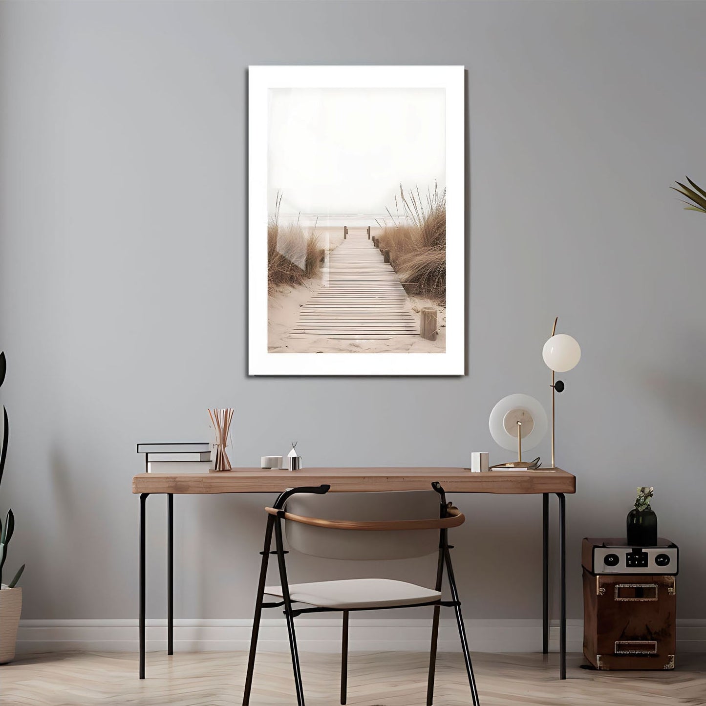 Wes Co Gallery Metal Poster Minimalist Boardwalk 11" x 17" Home Goods - Coastal Border or edge to edge Metal Art Print