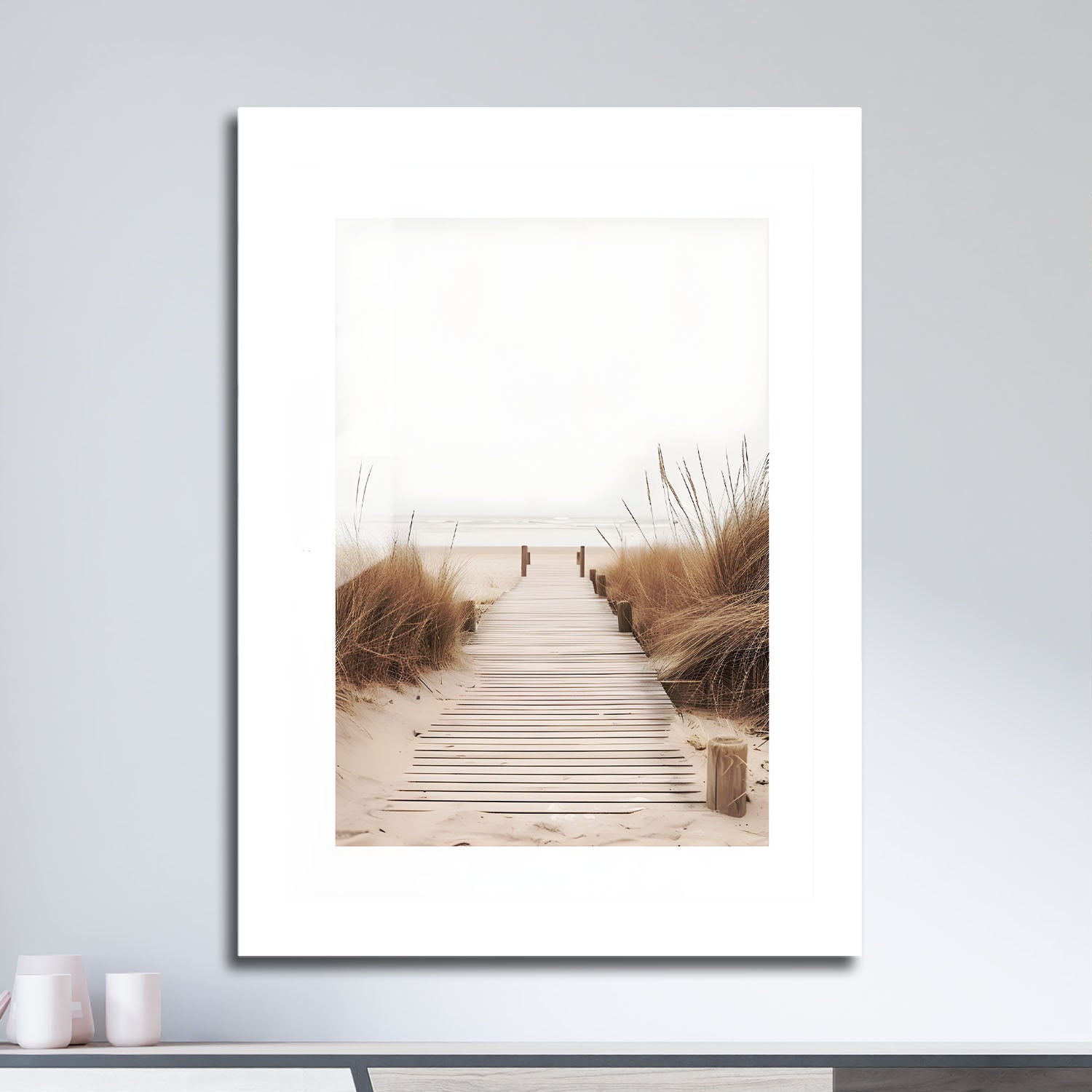 Wes Co Gallery Metal Poster Minimalist Boardwalk 16" x 24" Home Goods - Coastal Border or edge to edge Metal Art Print