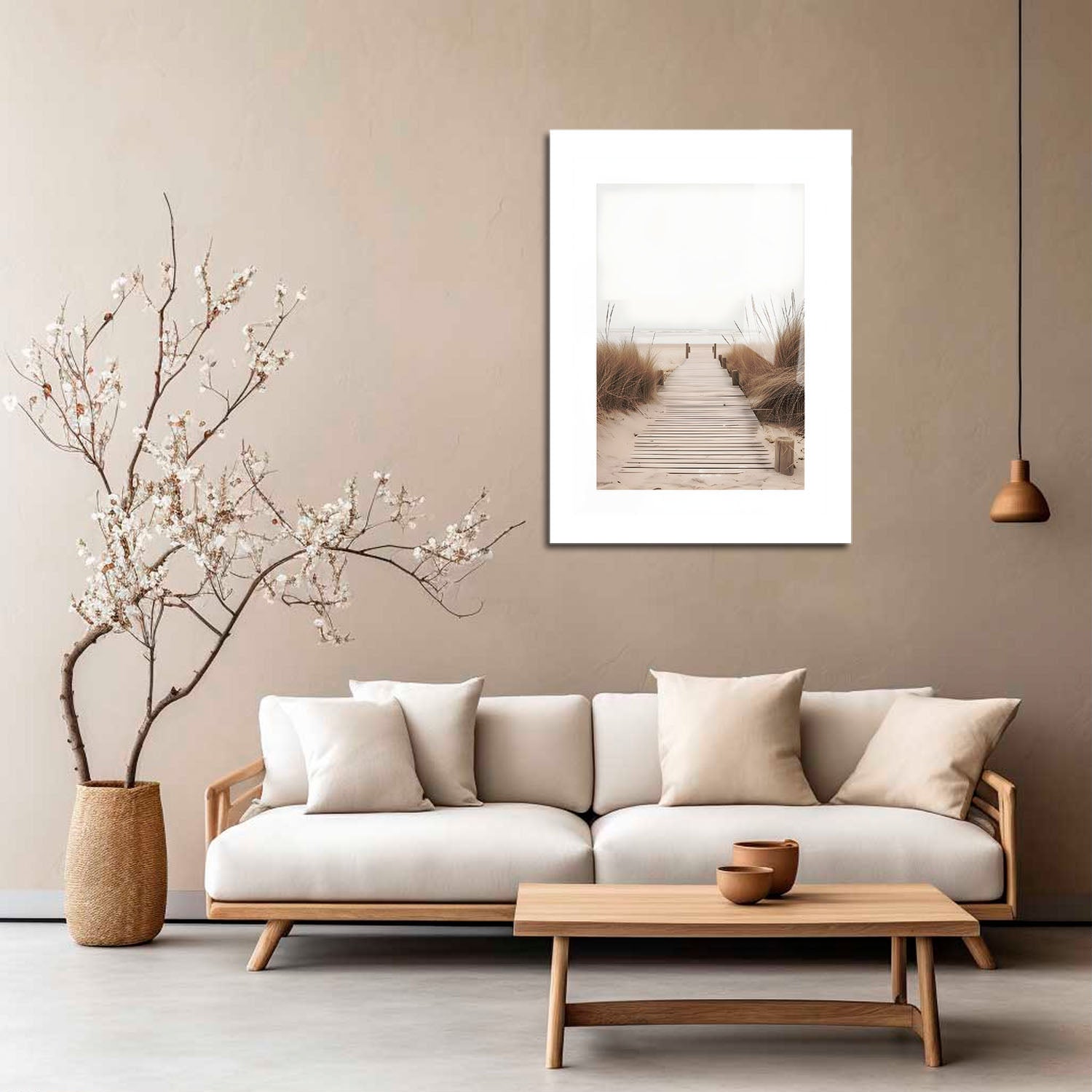 Wes Co Gallery Metal Poster Minimalist Boardwalk 16" x 24" Home Goods - Coastal Border or edge to edge Metal Art Print