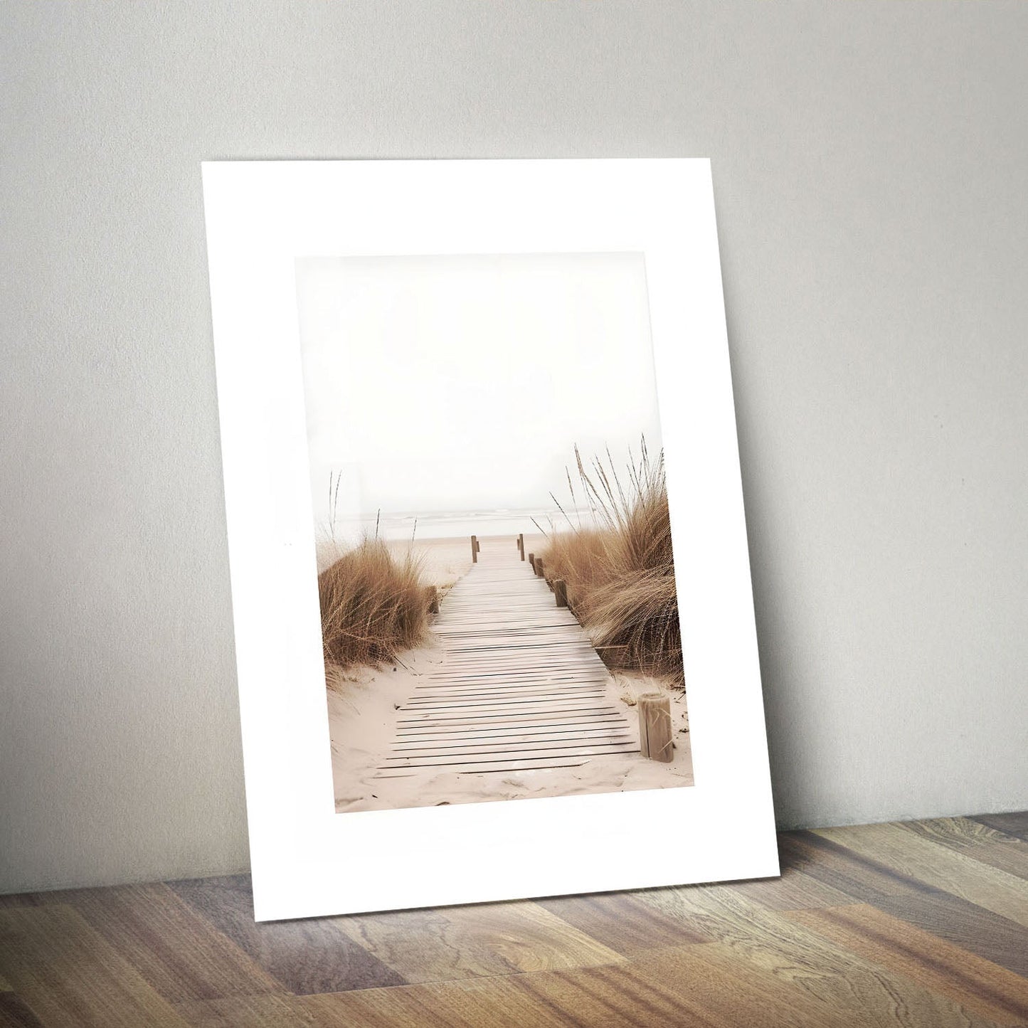 Wes Co Gallery Metal Poster Minimalist Boardwalk 24" x 36" Home Goods - Coastal Border or edge to edge Metal Art Print