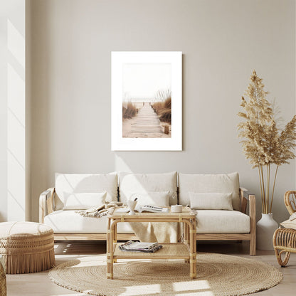 Wes Co Gallery Metal Poster Minimalist Boardwalk 24" x 36" Home Goods - Coastal Border or edge to edge Metal Art Print