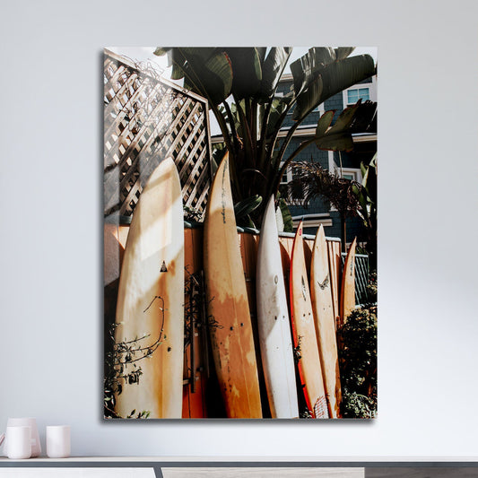 Wes Co Gallery Metal Poster Surfboard Sanctuary 11" x 17" Home Goods - Coastal Border or edge to edge Metal Art Print