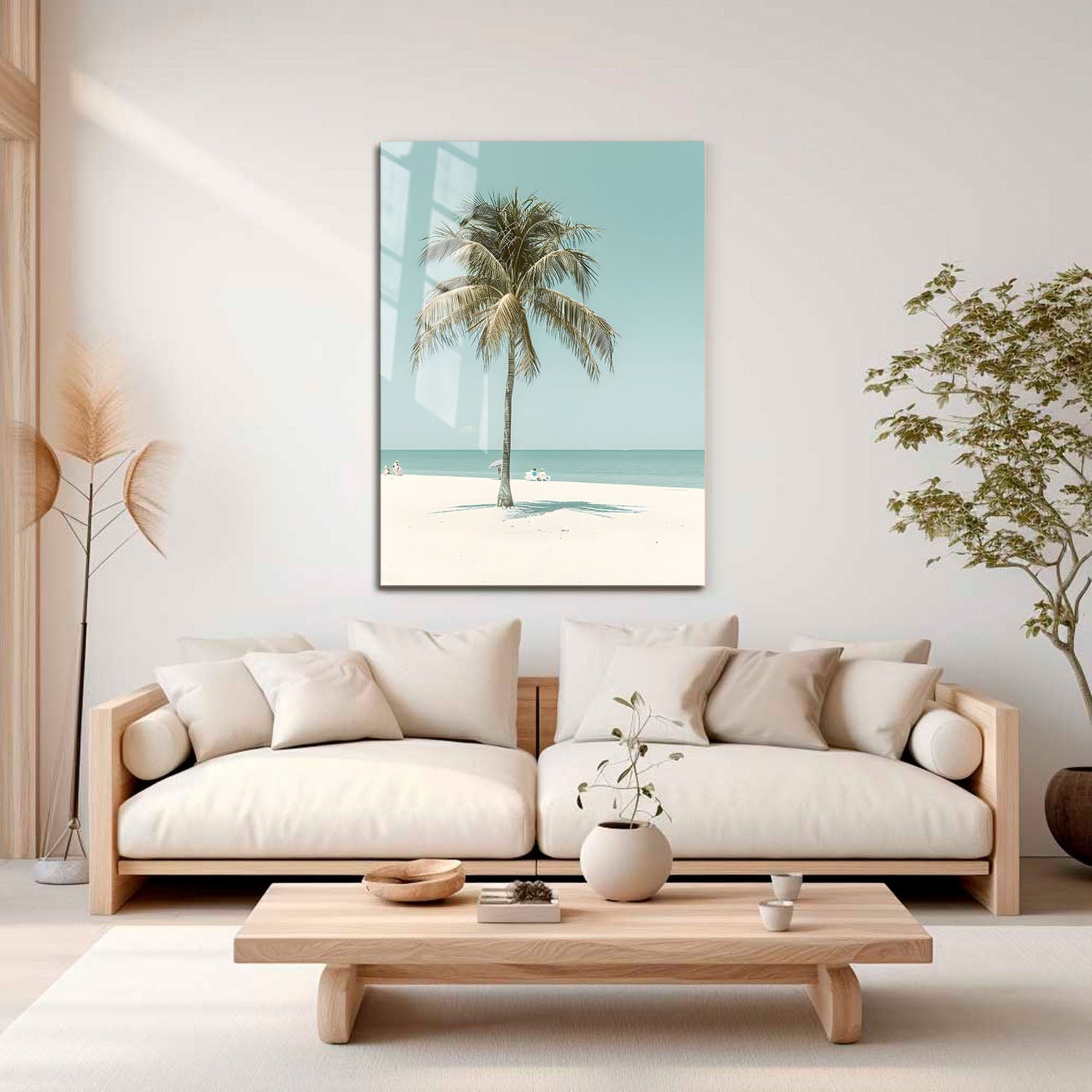 Wes Co Gallery Metal Poster Serene Palms Tropical Beach 11" x 17" Home Goods - Coastal Border or edge to edge Metal Art Print