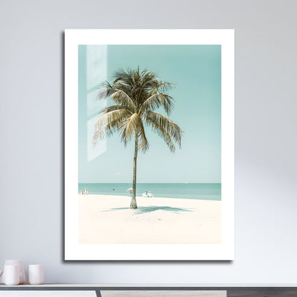 Wes Co Gallery Metal Poster Serene Palms Tropical Beach 16" x 24" Home Goods - Coastal Border or edge to edge Metal Art Print