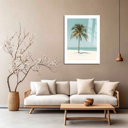 Wes Co Gallery Metal Poster Serene Palms Tropical Beach 16" x 24" Home Goods - Coastal Border or edge to edge Metal Art Print