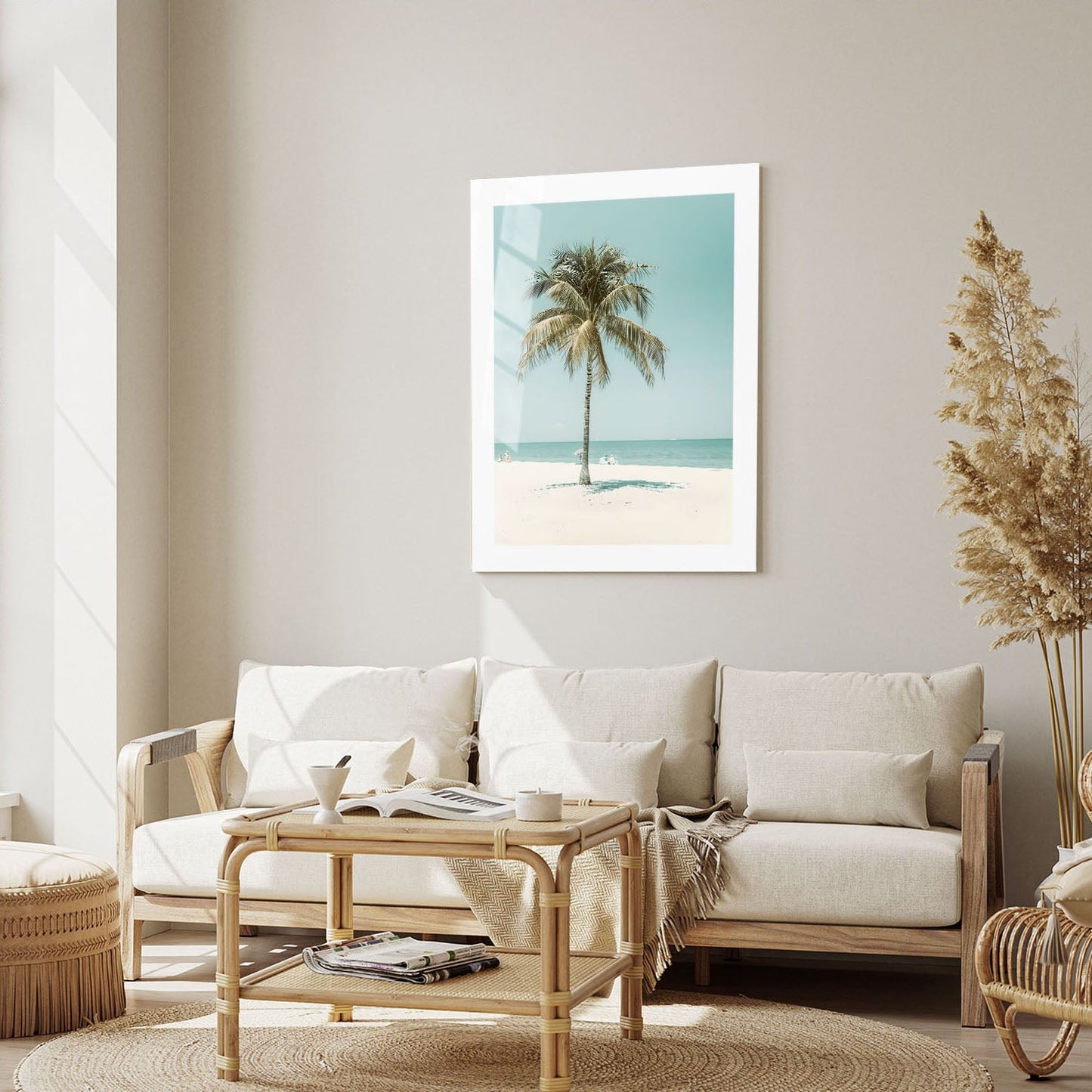 Wes Co Gallery Metal Poster Serene Palms Tropical Beach 16" x 24" Home Goods - Coastal Border or edge to edge Metal Art Print