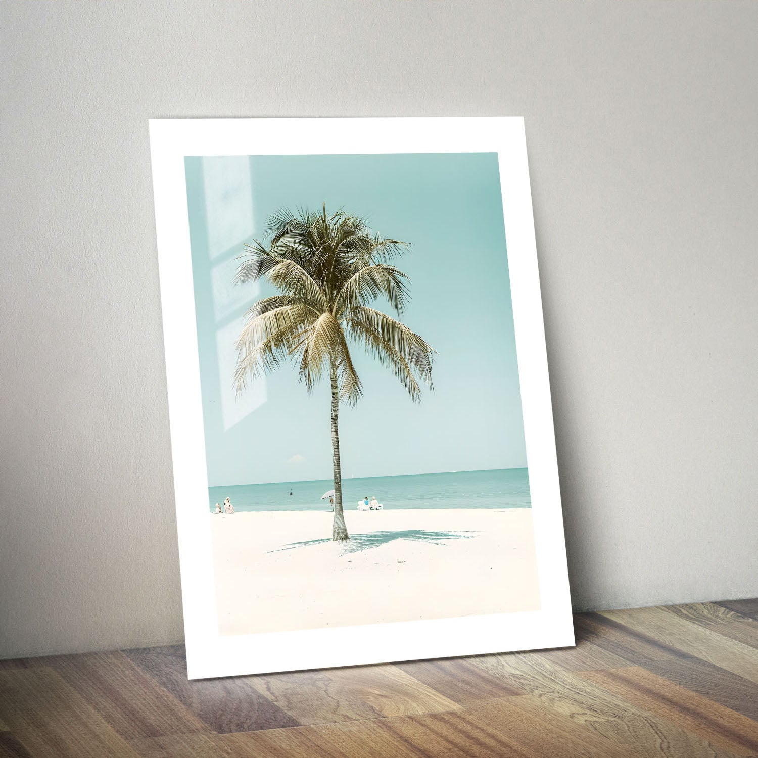 Wes Co Gallery Metal Poster Serene Palms Tropical Beach 24" x 36" Home Goods - Coastal Border or edge to edge Metal Art Print