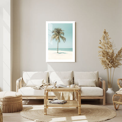 Wes Co Gallery Metal Poster Serene Palms Tropical Beach 24" x 36" Home Goods - Coastal Border or edge to edge Metal Art Print