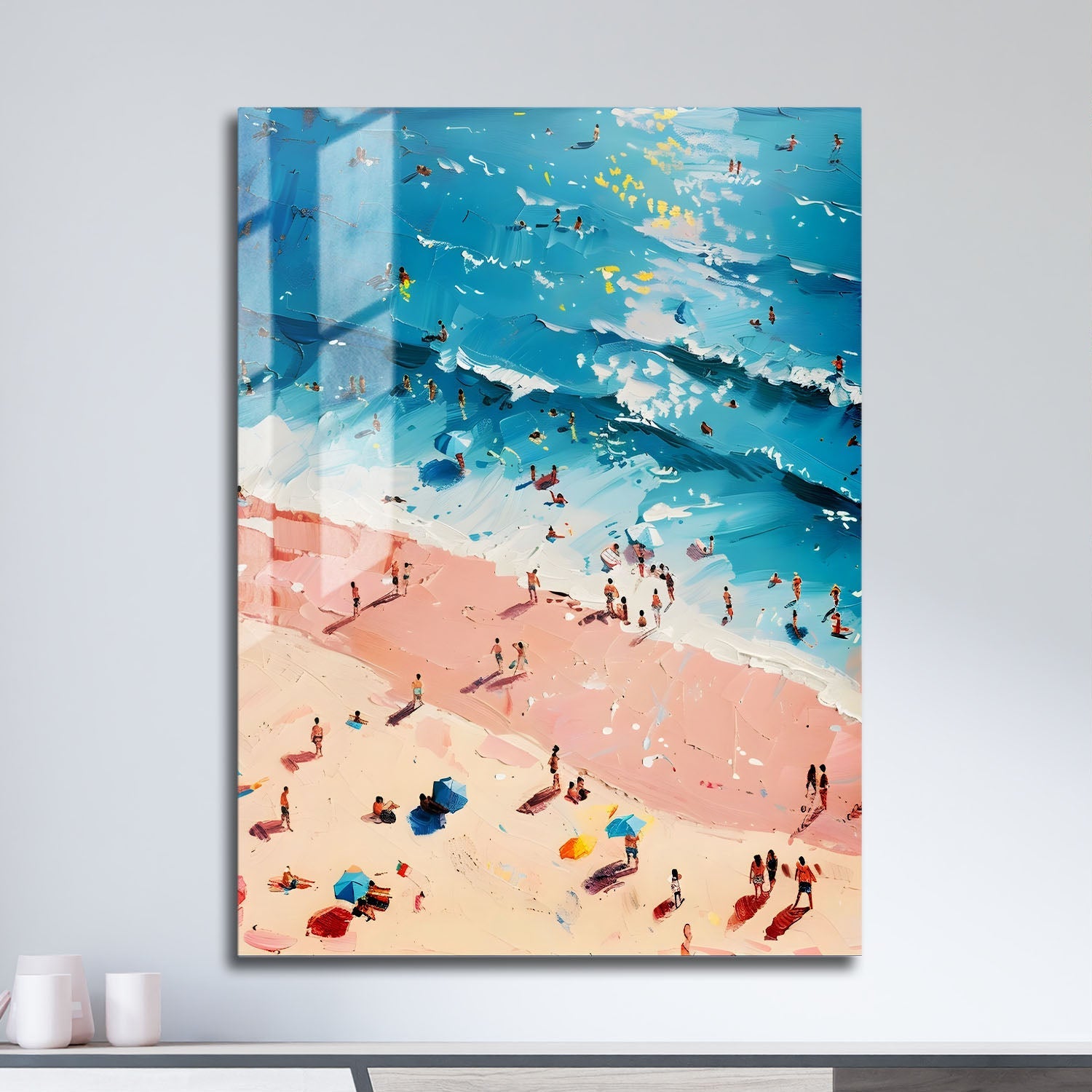 Wes Co Gallery Metal Poster Vibrant Abstract Beach Day 11" x 17" Home Goods - Coastal Border or edge to edge Metal Art Print