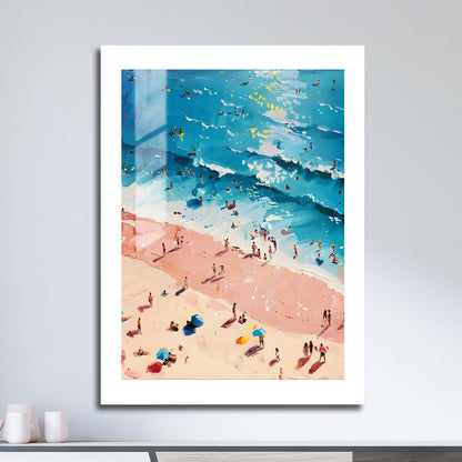 Wes Co Gallery Metal Poster Vibrant Abstract Beach Day 16" x 24" Home Goods - Coastal Border or edge to edge Metal Art Print