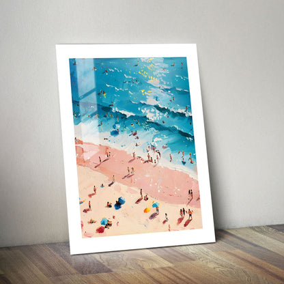 Wes Co Gallery Metal Poster Vibrant Abstract Beach Day 24" x 36" Home Goods - Coastal Border or edge to edge Metal Art Print