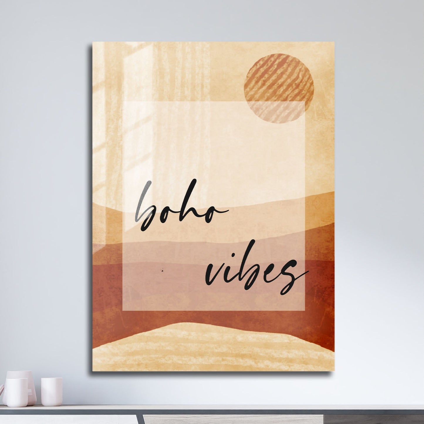 Wes Co Gallery Metal Poster Boho Vibes Sunscape 11" x 17" Home Goods - Nordic Border or edge to edge Metal Art Print