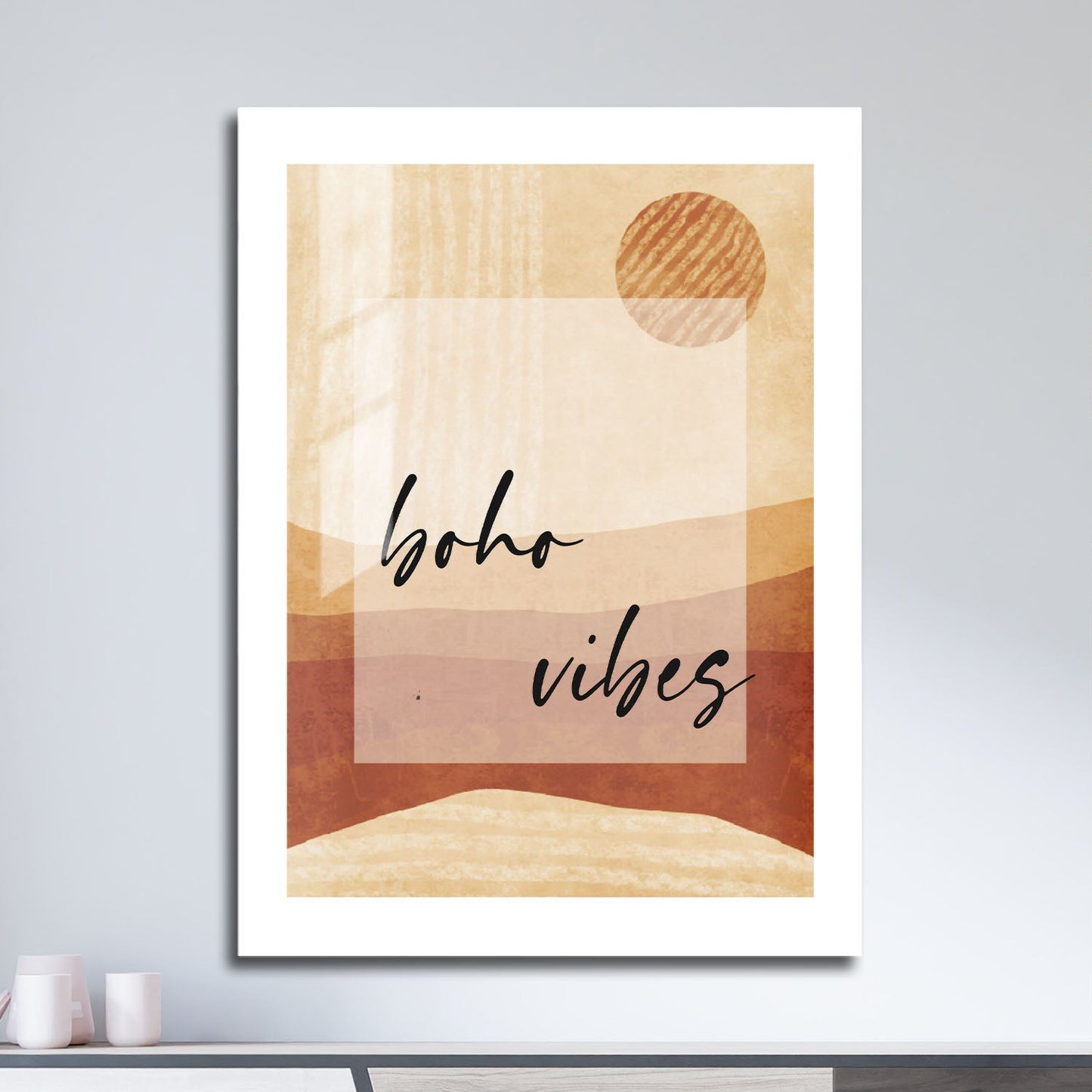 Wes Co Gallery Metal Poster Boho Vibes Sunscape 16" x 24" Home Goods - Nordic Border or edge to edge Metal Art Print