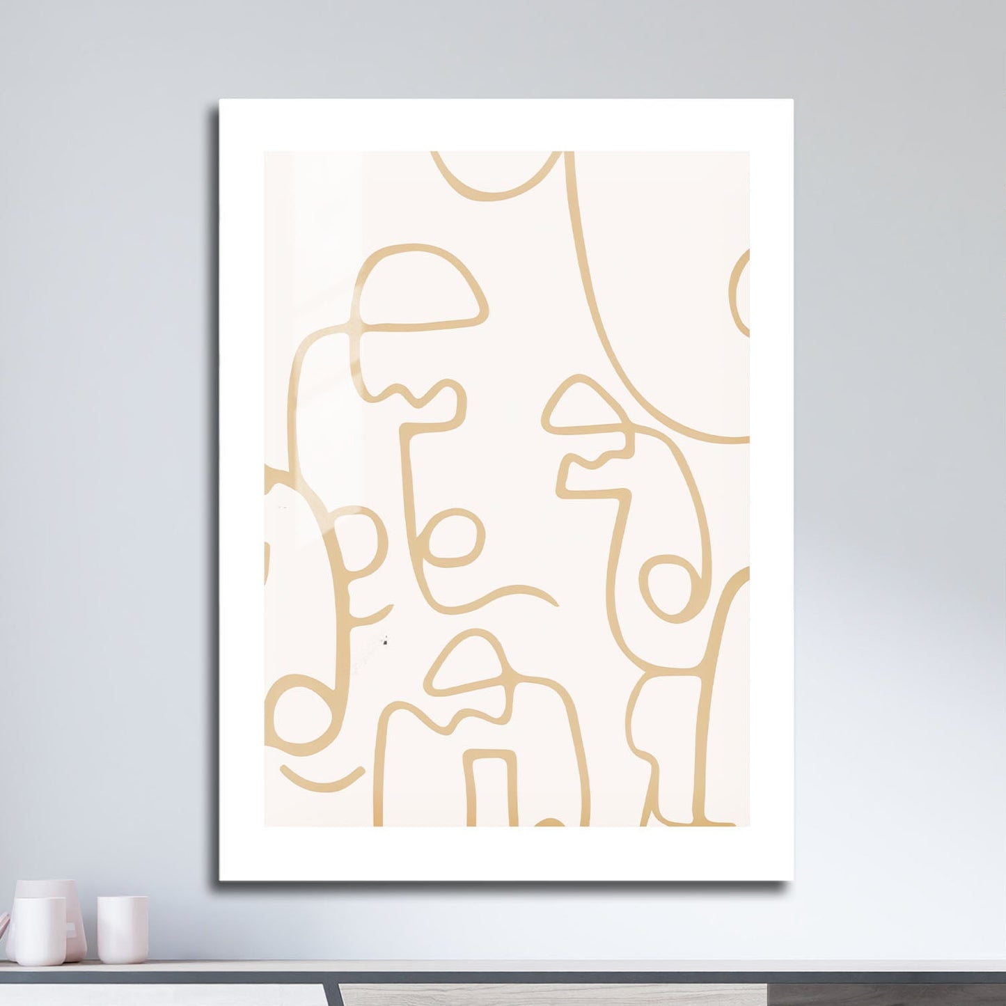 Wes Co Gallery Metal Poster Faces in Line Minimalist 16" x 24" Home Goods - Nordic Border or edge to edge Metal Art Print