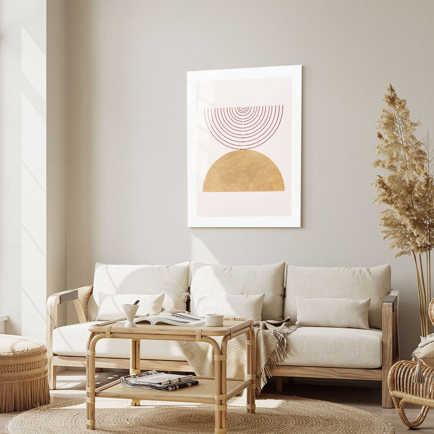 Wes Co Gallery Metal Poster Geometric Sun and Earth Duo 16" x 24" Home Goods - Nordic Border or edge to edge Metal Art Print