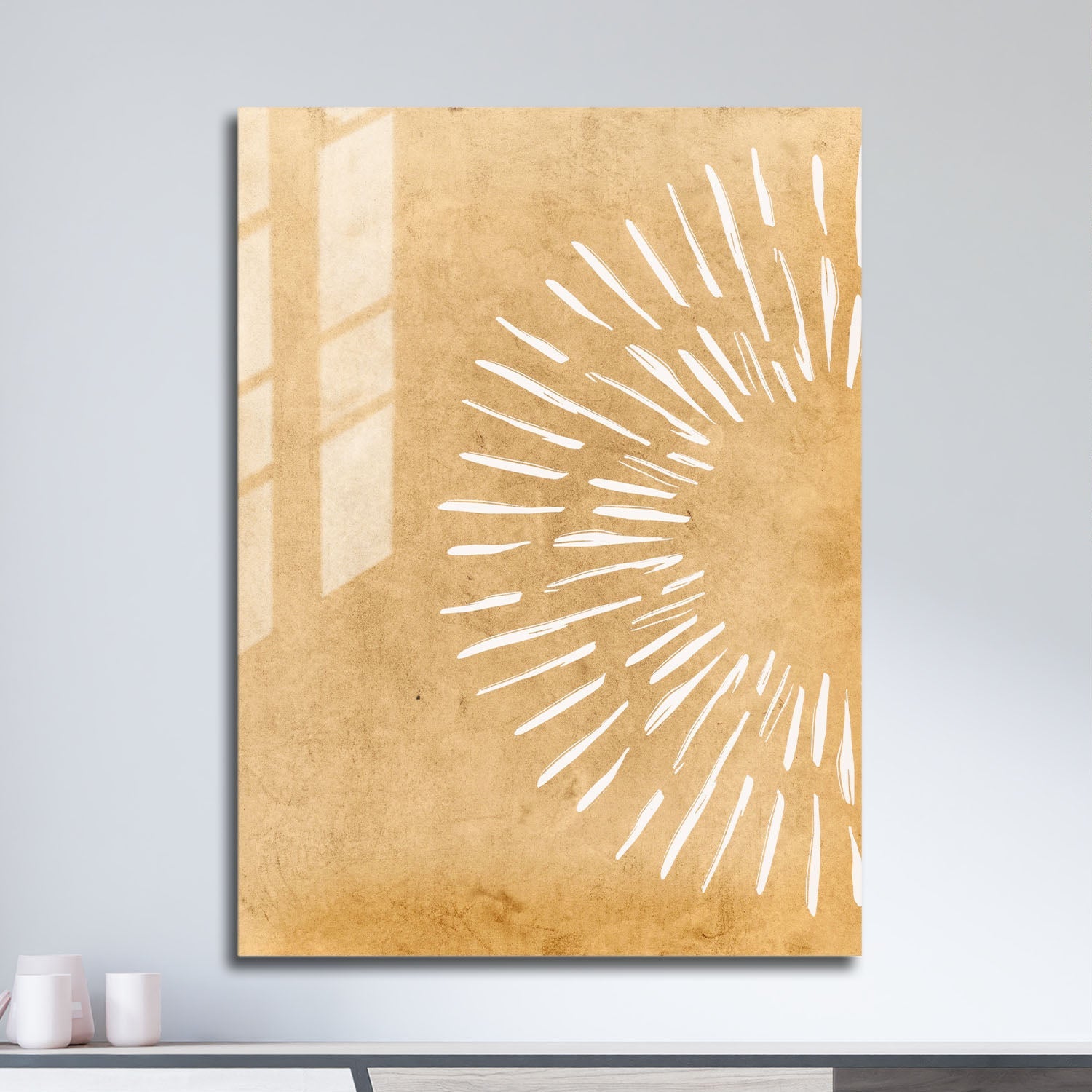 Wes Co Gallery Metal Poster Golden Sun Rays Modern Decor 11" x 17" Home Goods - Nordic Border or edge to edge Metal Art Print