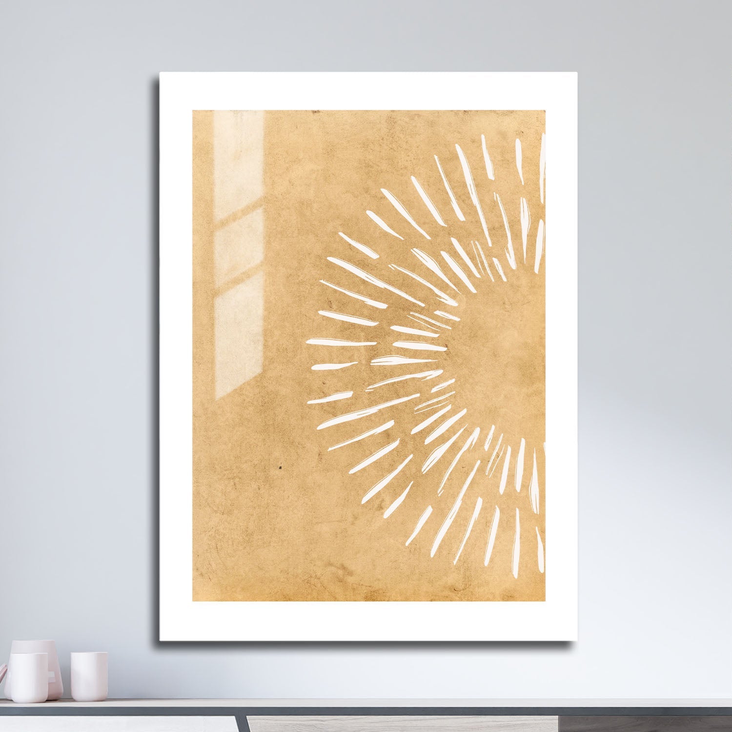 Wes Co Gallery Metal Poster Golden Sun Rays Modern Decor 16" x 24" Home Goods - Nordic Border or edge to edge Metal Art Print