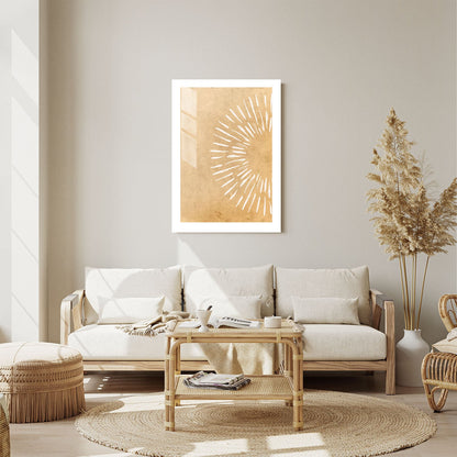 Wes Co Gallery Metal Poster Golden Sun Rays Modern Decor 24" x 36" Home Goods - Nordic Border or edge to edge Metal Art Print