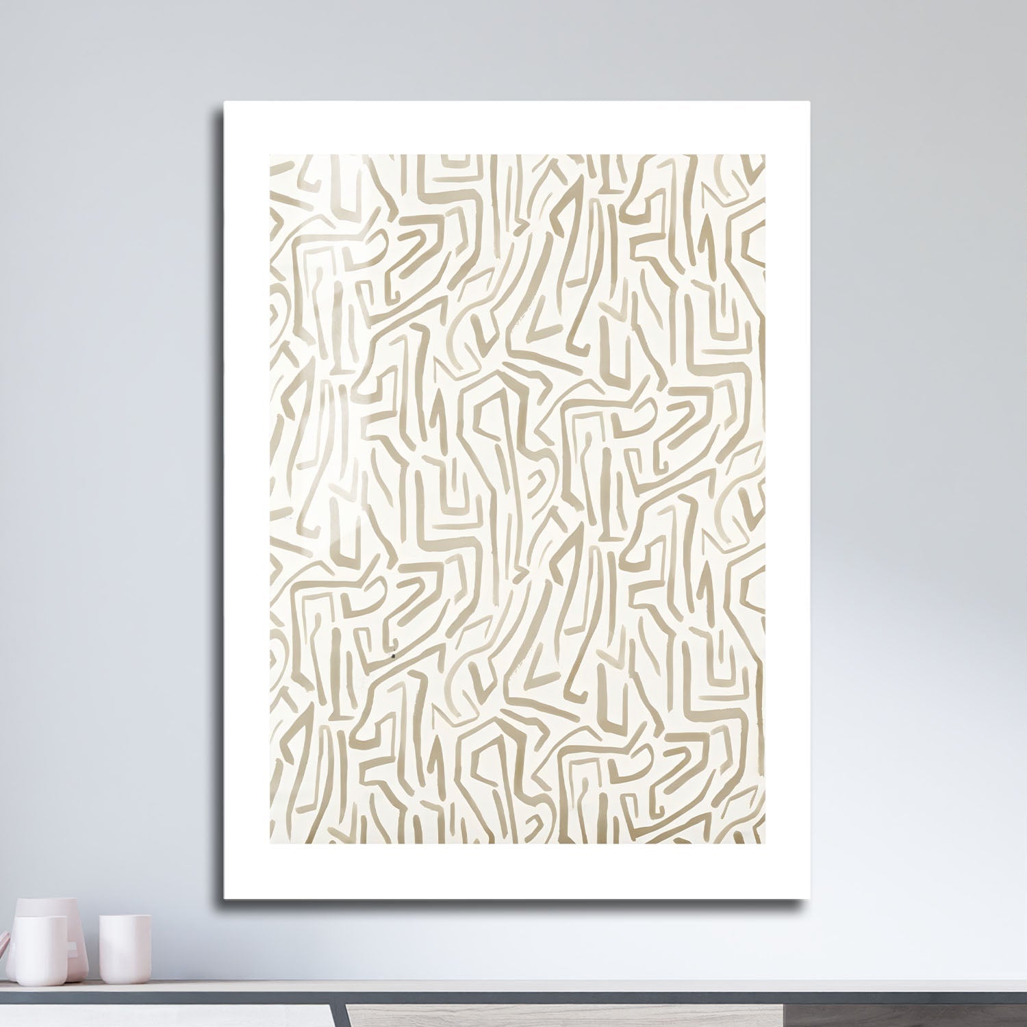 Wes Co Gallery Metal Poster Tribal Maze Geometric Pattern 16" x 24" Home Goods - Nordic Border or edge to edge Metal Art Print