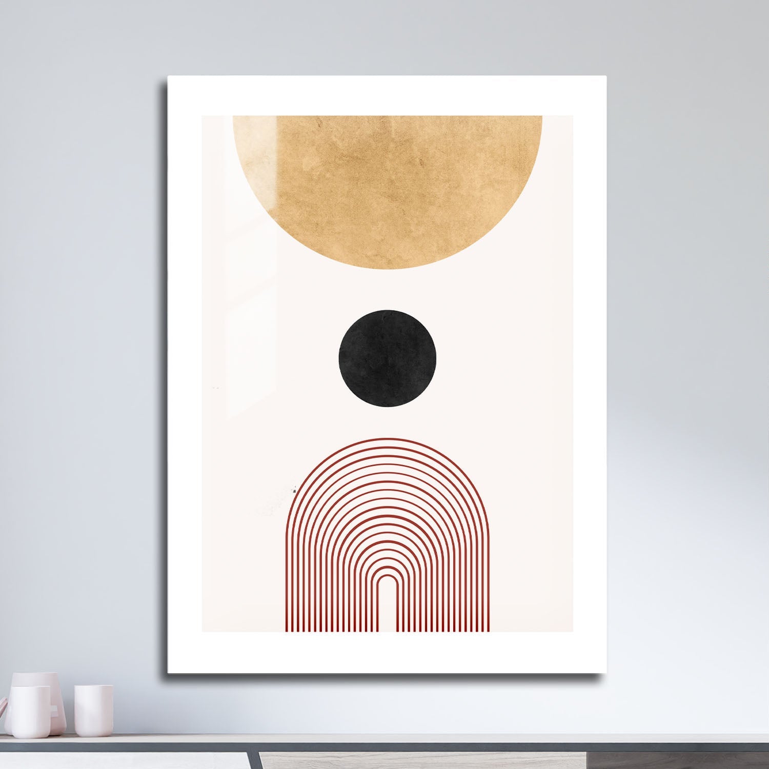 Wes Co Gallery Metal Poster Solar Circles Geometric Decor 16" x 24" Home Goods - Nordic Border or edge to edge Metal Art Print