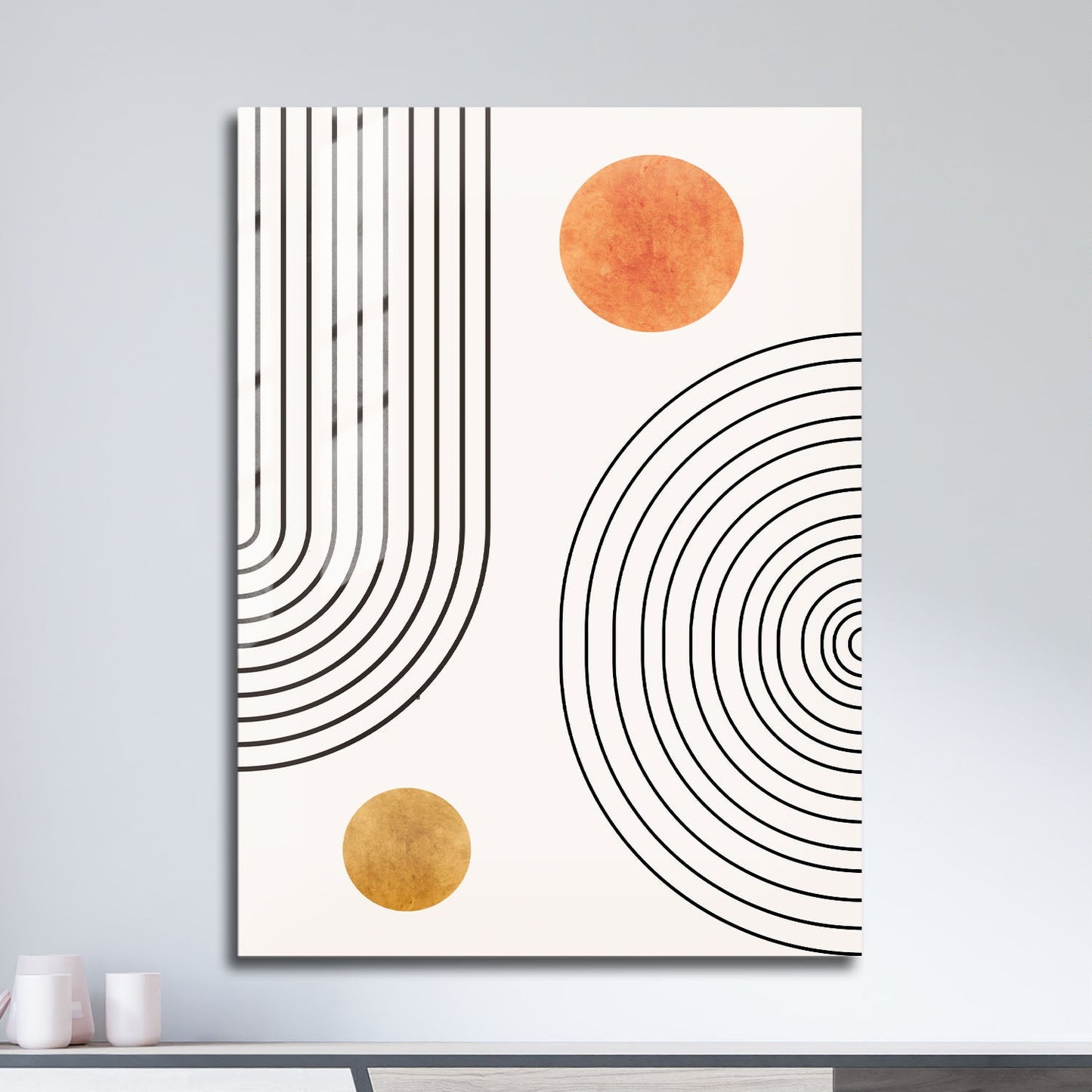 Wes Co Gallery Metal Poster Retro Geometric Circles 11" x 17" Home Goods - Nordic Border or edge to edge Metal Art Print