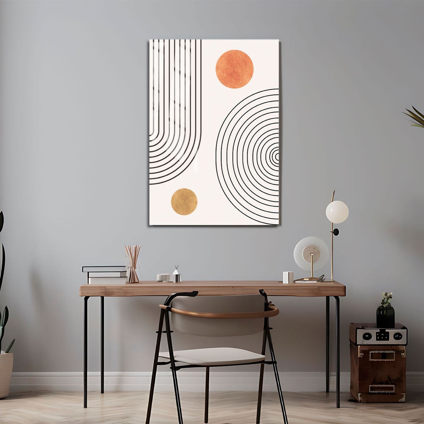 Wes Co Gallery Metal Poster Retro Geometric Circles 11" x 17" Home Goods - Nordic Border or edge to edge Metal Art Print