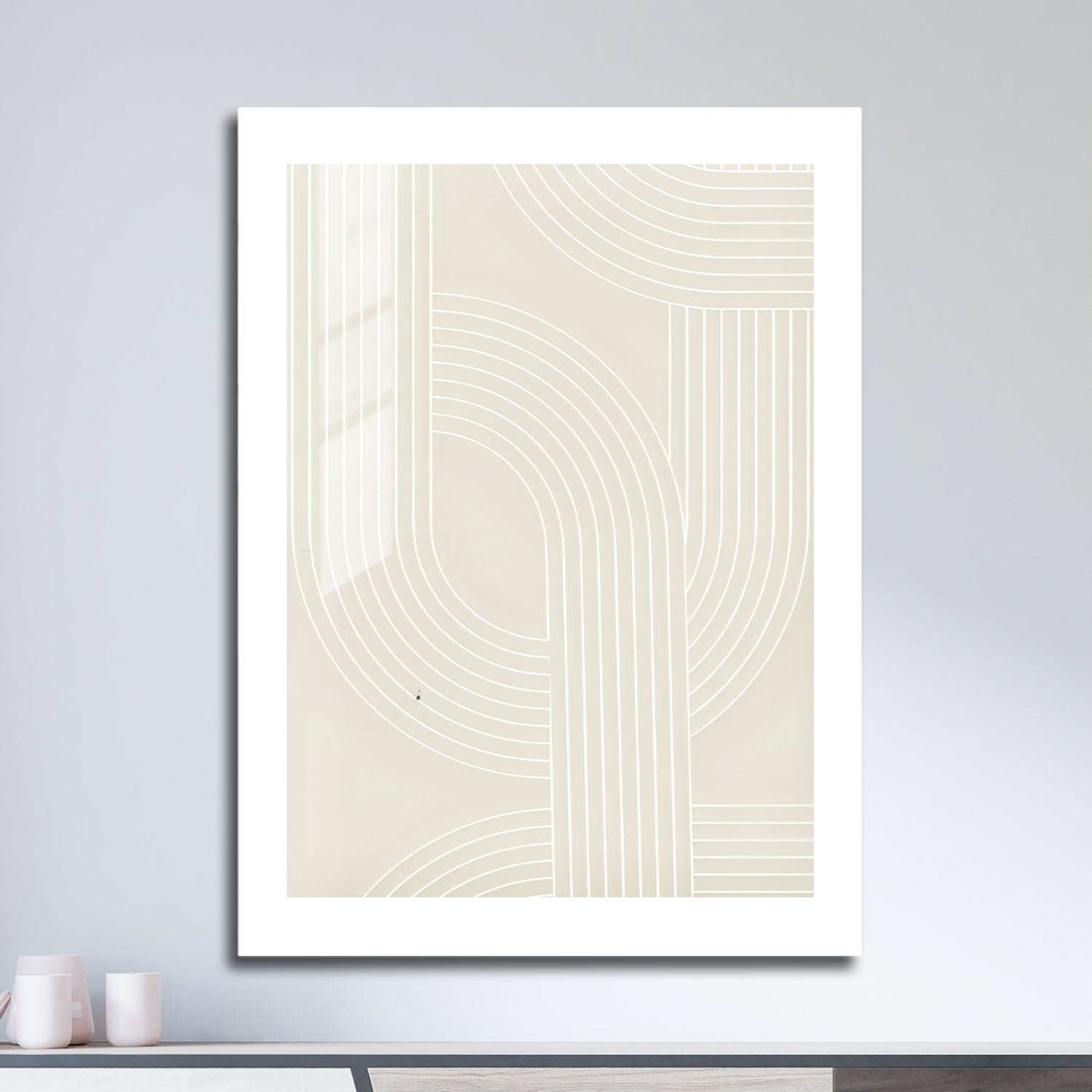 Wes Co Gallery Metal Poster Interwoven Line Geometric 16" x 24" Home Goods - Nordic Border or edge to edge Metal Art Print