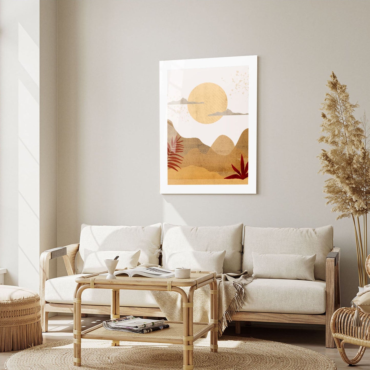 Wes Co Gallery Metal Poster Boho Desert Landscape 16" x 24" Home Goods - Nordic Border or edge to edge Metal Art Print