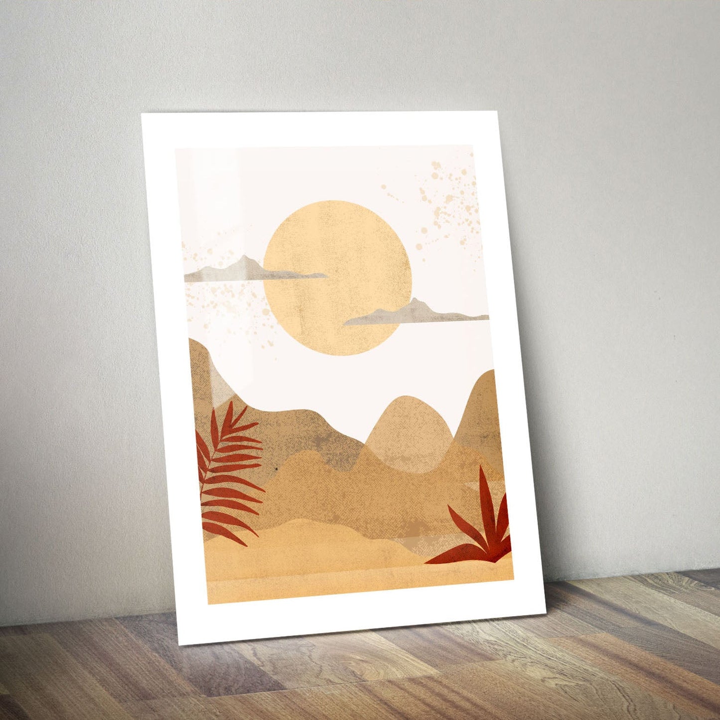 Wes Co Gallery Metal Poster Boho Desert Landscape 24" x 36" Home Goods - Nordic Border or edge to edge Metal Art Print