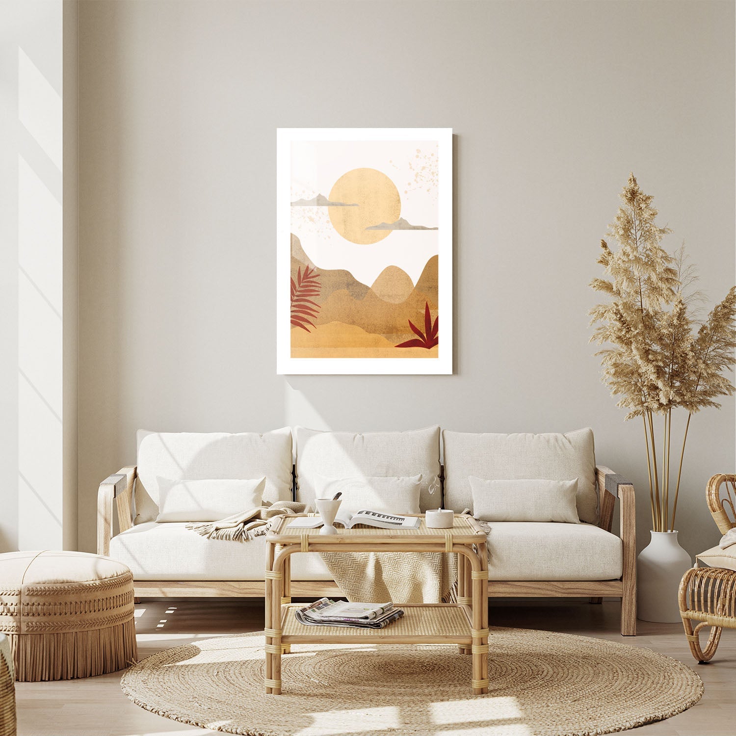 Wes Co Gallery Metal Poster Boho Desert Landscape 24" x 36" Home Goods - Nordic Border or edge to edge Metal Art Print